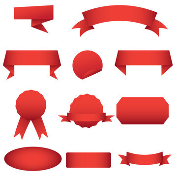 red paper label vector design