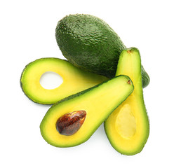 Fresh avocado on white background