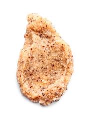 Sample of body scrub on white background
