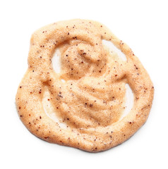 Sample of body scrub on white background