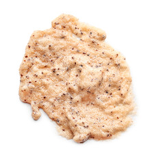 Sample of body scrub on white background