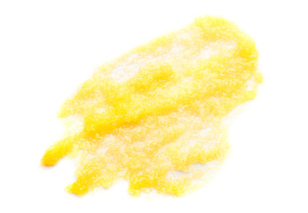 Sample of body scrub on white background