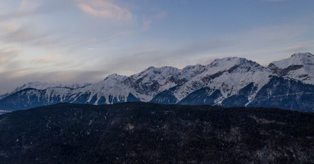 Obraz premium Imst, rietz, Austria. Aerial view at sunset.