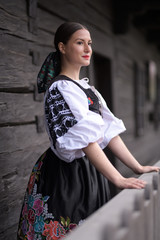 Obraz na płótnie Canvas Slovak folklore. Slovakian folklore girl. 