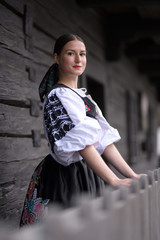 Slovak folklore. Slovakian folklore girl. 