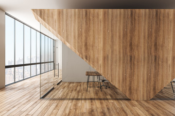 Light wooden office interior