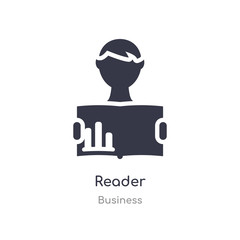reader outline icon. isolated line vector illustration from business collection. editable thin stroke reader icon on white background