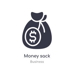 money sack outline icon. isolated line vector illustration from business collection. editable thin stroke money sack icon on white background