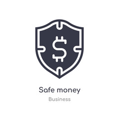 safe money outline icon. isolated line vector illustration from business collection. editable thin stroke safe money icon on white background