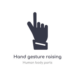 Obraz premium hand gesture raising the index finger outline icon. isolated line vector illustration from human body parts collection. editable thin stroke hand gesture raising the index finger icon on white