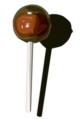 one realistic chocolate lollipops vector art on a white background
