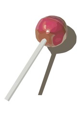 realistic pink lollipop vector art isolated in white