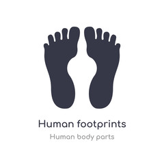 human footprints outline icon. isolated line vector illustration from human body parts collection. editable thin stroke human footprints icon on white background