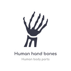 human hand bones outline icon. isolated line vector illustration from human body parts collection. editable thin stroke human hand bones icon on white background
