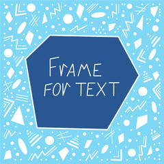 Blue and white frame for text. Geometrical ornament. Isolated vector elements.