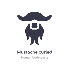 mustache curled tip variant outline icon. isolated line vector illustration from human body parts collection. editable thin stroke mustache curled tip variant icon on white background