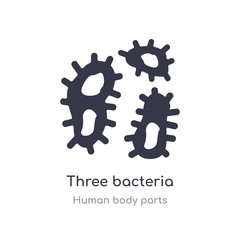three bacteria outline icon. isolated line vector illustration from human body parts collection. editable thin stroke three bacteria icon on white background