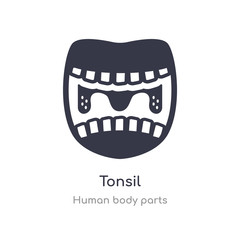 tonsil outline icon. isolated line vector illustration from human body parts collection. editable thin stroke tonsil icon on white background