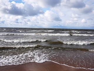 Rough sea. The Gulf of Finland storm during a strong wind. Details and close-up.