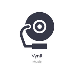vynil outline icon. isolated line vector illustration from music collection. editable thin stroke vynil icon on white background