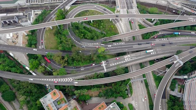 Top view of Hong Kong city traffic