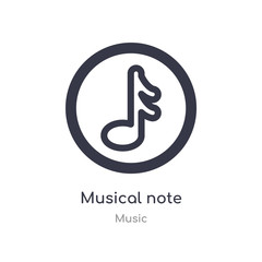 musical note outline icon. isolated line vector illustration from music collection. editable thin stroke musical note icon on white background