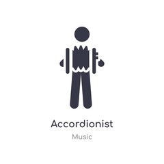 accordionist outline icon. isolated line vector illustration from music collection. editable thin stroke accordionist icon on white background - obrazy, fototapety, plakaty