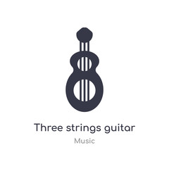 three strings guitar outline icon. isolated line vector illustration from music collection. editable thin stroke three strings guitar icon on white background