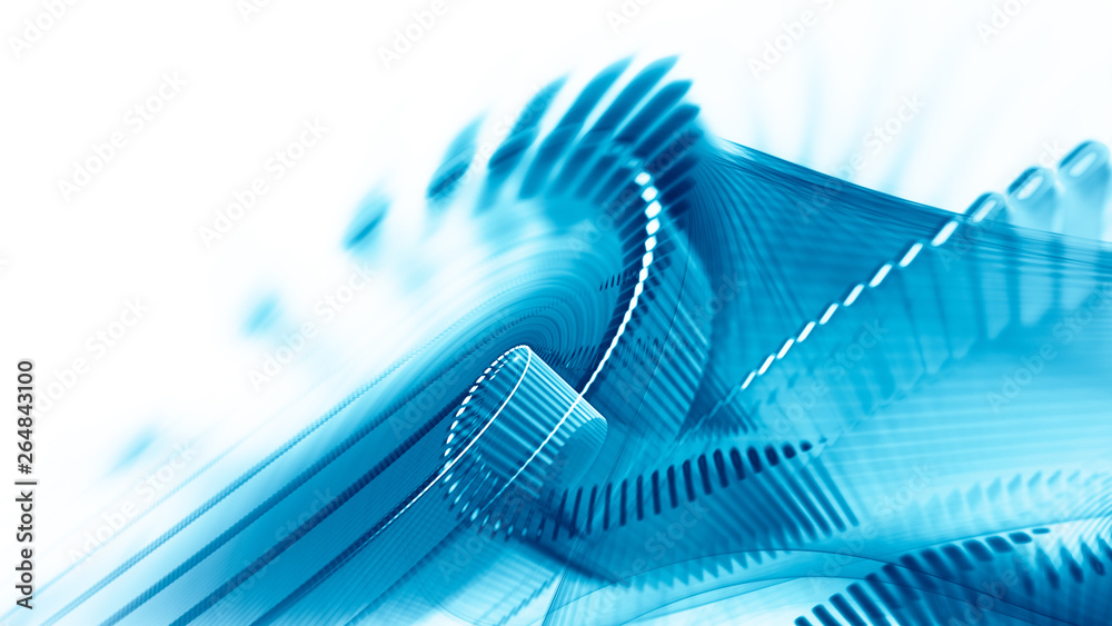 Fototapete Abstract background. 3d illustration. Fractal graphics composition of dots, waves and rays of light.
