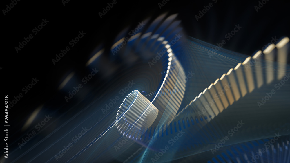 Fototapete abstract background. 3d illustration. fractal graphics composition of dots, waves and rays of light.