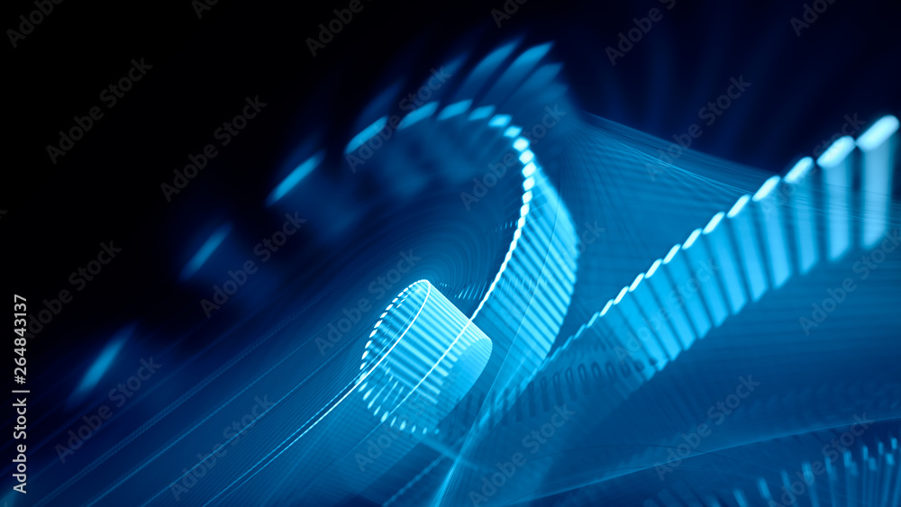 Fototapete abstract background. 3d illustration. fractal graphics composition of dots, waves and rays of light.