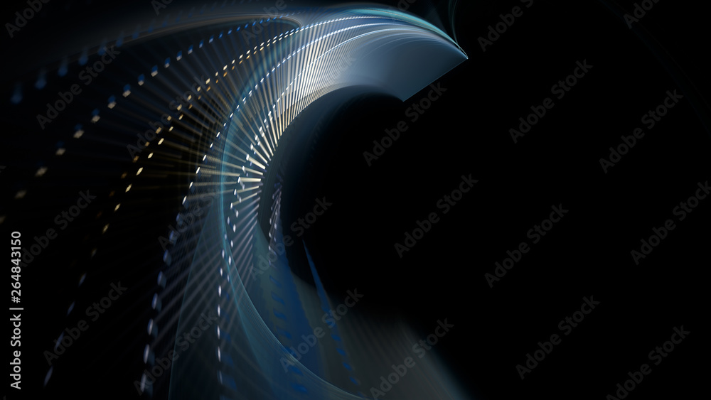 Fototapete abstract background. 3d illustration. fractal graphics composition of dots, waves and rays of light.