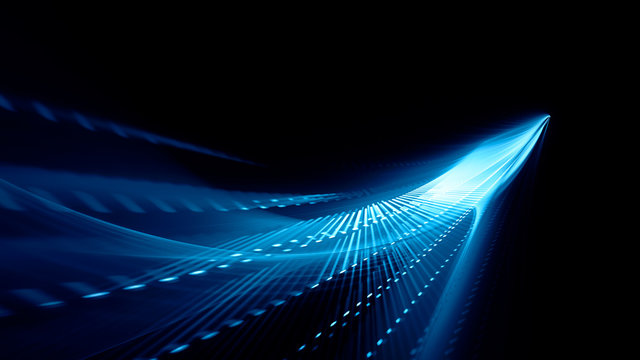Abstract background. 3d illustration. Fractal graphics composition of dots, waves and rays of light.