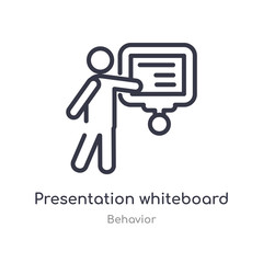 presentation whiteboard outline icon. isolated line vector illustration from behavior collection. editable thin stroke presentation whiteboard icon on white background