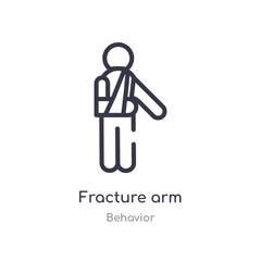 fracture arm outline icon. isolated line vector illustration from behavior collection. editable thin stroke fracture arm icon on white background
