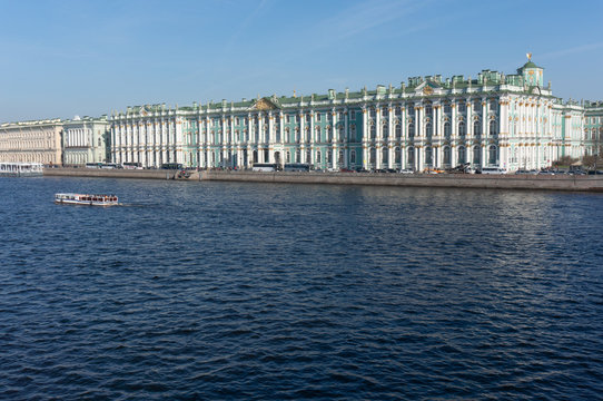 Winter palace in sun summer day. Petersburg. Russia.