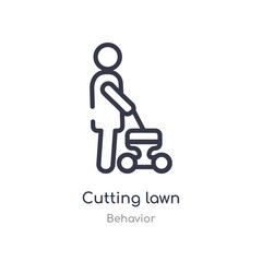 cutting lawn outline icon. isolated line vector illustration from behavior collection. editable thin stroke cutting lawn icon on white background