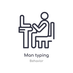 man typing outline icon. isolated line vector illustration from behavior collection. editable thin stroke man typing icon on white background