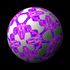 Artfully designed and colorful ball, 3D illustration on black background