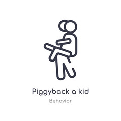 piggyback a kid outline icon. isolated line vector illustration from behavior collection. editable thin stroke piggyback a kid icon on white background