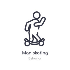 man skating outline icon. isolated line vector illustration from behavior collection. editable thin stroke man skating icon on white background