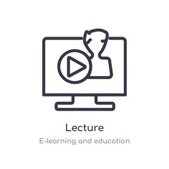 lecture outline icon. isolated line vector illustration from e-learning and education collection. editable thin stroke lecture icon on white background