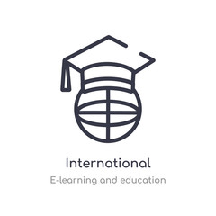 international outline icon. isolated line vector illustration from e-learning and education collection. editable thin stroke international icon on white background