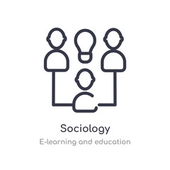 sociology outline icon. isolated line vector illustration from e-learning and education collection. editable thin stroke sociology icon on white background
