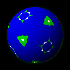 Artfully designed and colorful ball, 3D illustration on black background