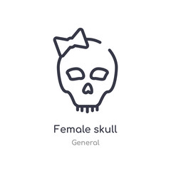 female skull outline icon. isolated line vector illustration from general collection. editable thin stroke female skull icon on white background
