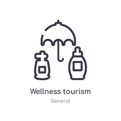 wellness tourism outline icon. isolated line vector illustration from general collection. editable thin stroke wellness tourism icon on white background