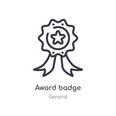 award badge outline icon. isolated line vector illustration from general collection. editable thin stroke award badge icon on white background