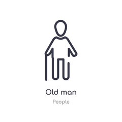 old man outline icon. isolated line vector illustration from people collection. editable thin stroke old man icon on white background