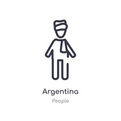 argentina outline icon. isolated line vector illustration from people collection. editable thin stroke argentina icon on white background